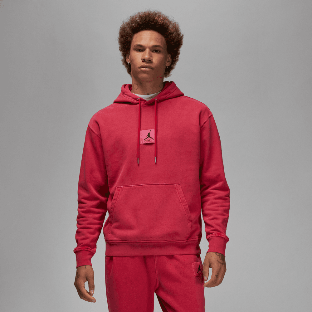 Jordan Essentials Men's Statement Fleece Washed Pullover Hoodie 'Cardinal Red'