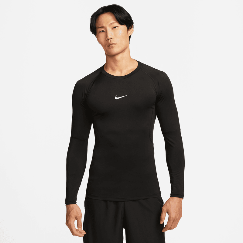 Nike Pro Men's Dri-FIT Tight Long-Sleeve Fitness Top 'Black/White'