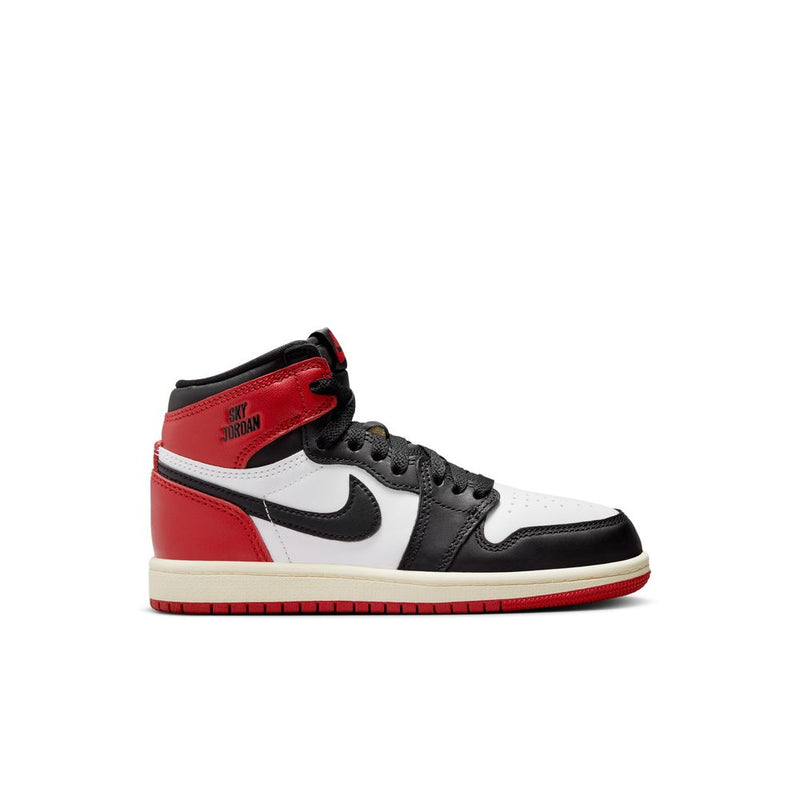 Jordan 1 Retro High OG "Black Toe" Little Kids' Shoes (PS) 'White/Black/Red/Sail'