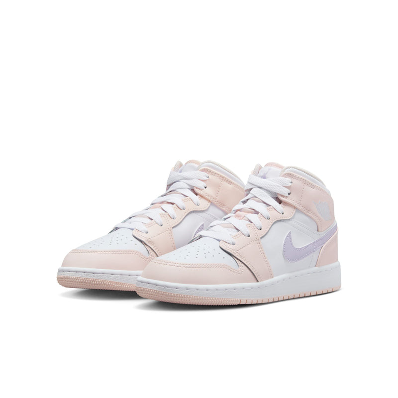 Air Jordan 1 Mid Big Kids' Shoes (GS)'Pink/Violet/White'