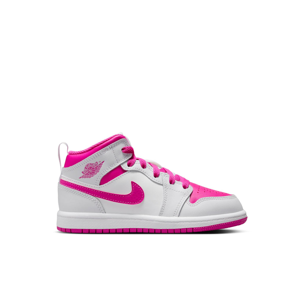 Jordan 1 Mid Little Kids' Shoes (PS) 'Iris Whisper/White/Pink'