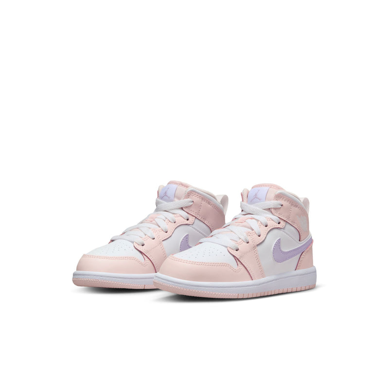 Jordan 1 Mid Little Kids' Shoes (PS) 'Pink Wash/Violet/White'