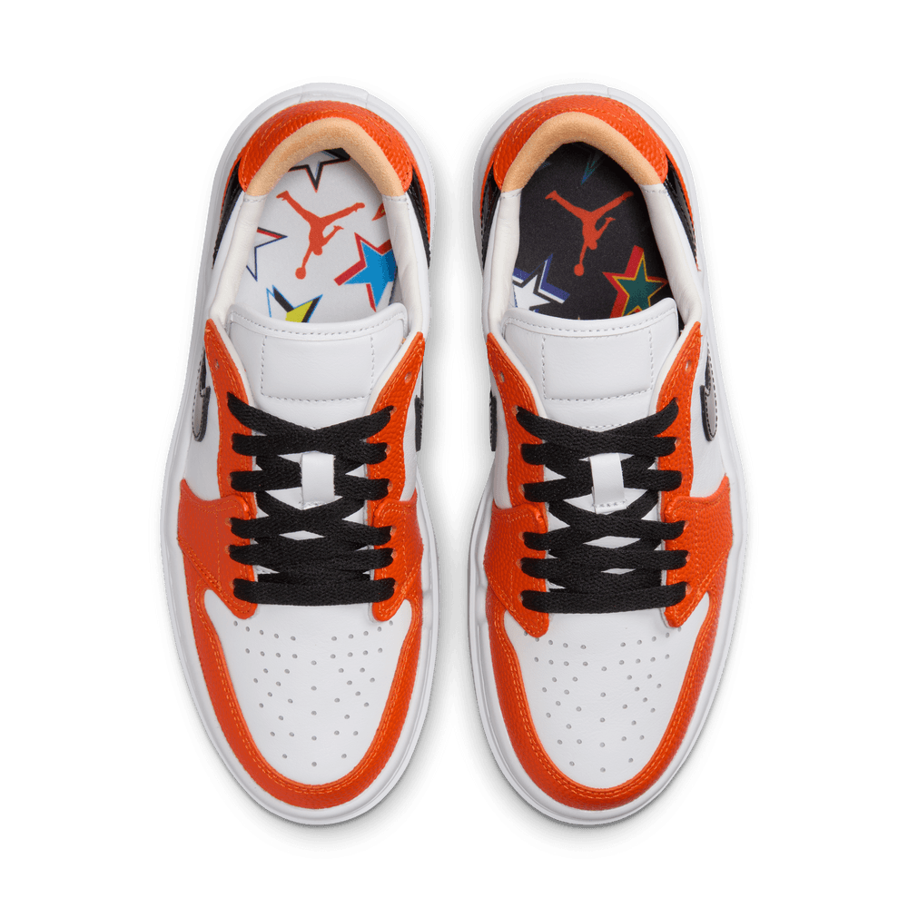 black orange and white jordan 1s