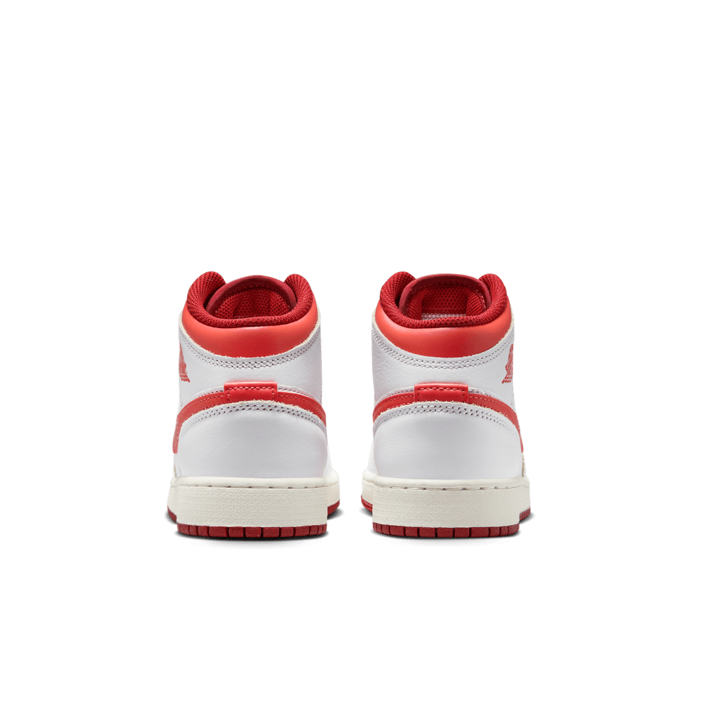 Air Jordan 1 Mid SE Older Kids' Shoes (GS) 'White/Lobster/Sail'