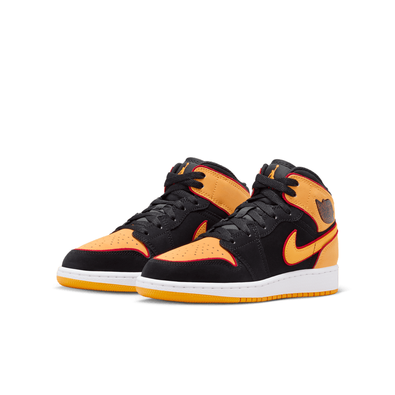 Air Jordan 1 Mid SE Big Kids' Shoes (GS) 'Black/Orange'
