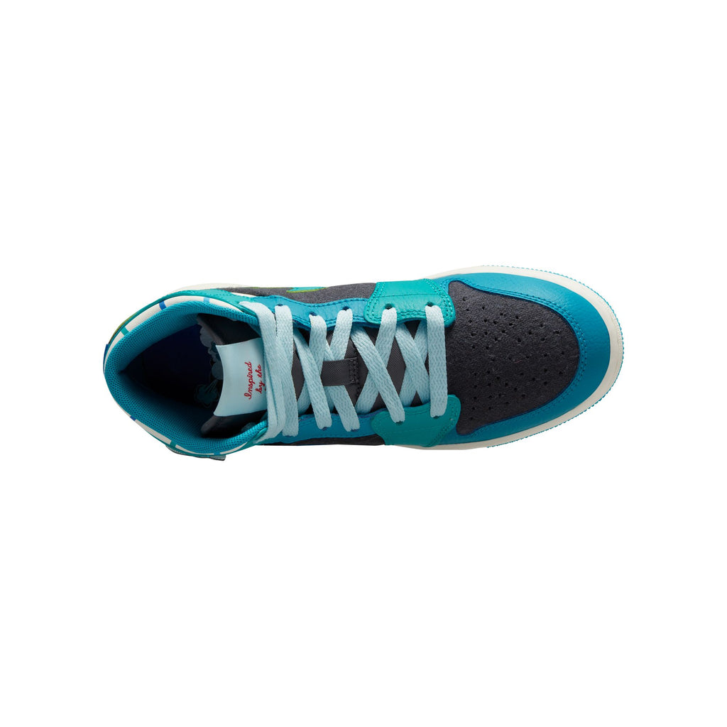 Air Jordan 1 Mid Sneaker School Big Kids' Shoes (GS) 'Anthracite/Aquatone'