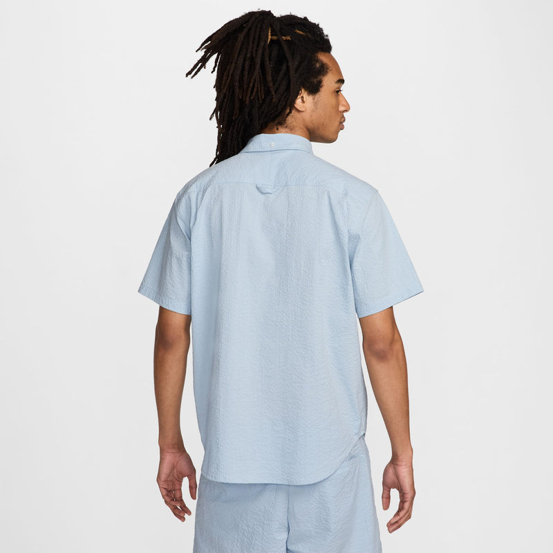 Nike Life Men's Short-Sleeve Seersucker Button-Down Shirt 'Armory Blue'