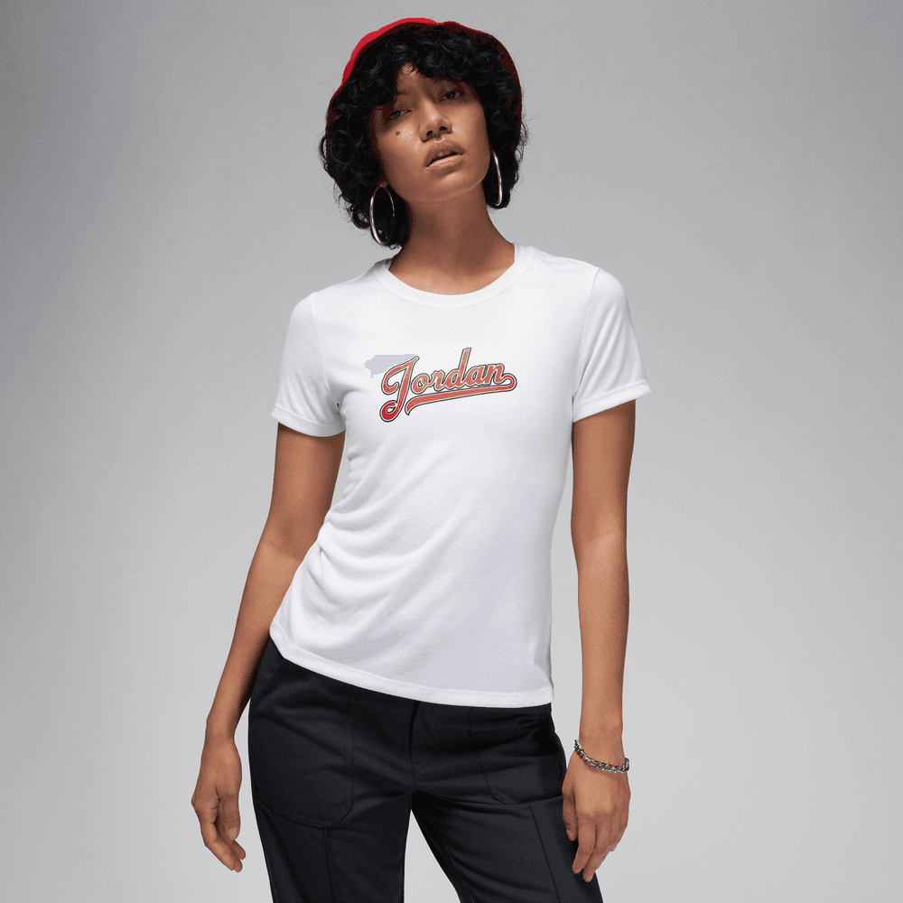 Jordan Women's Slim Short-Sleeve T-shirt 'White/Dune Red'