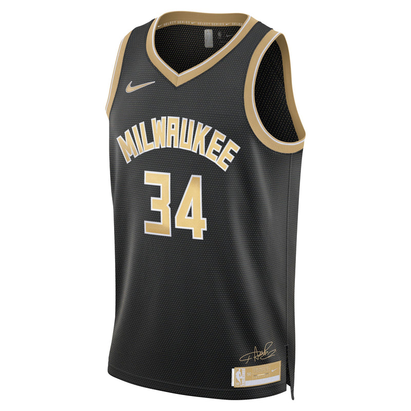 Giannis Antetokounmpo Milwaukee Bucks 2024 Select Series Men's Nike Dri-FIT NBA Swingman Jersey 'Black/Gold'