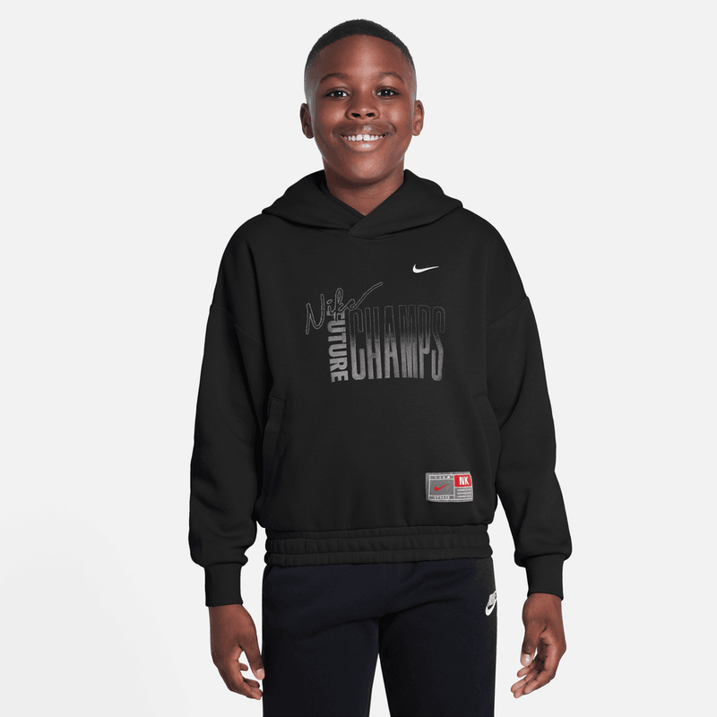 Nike Culture of Basketball Big Kids' Pullover Fleece Hoodie 'Black/White'