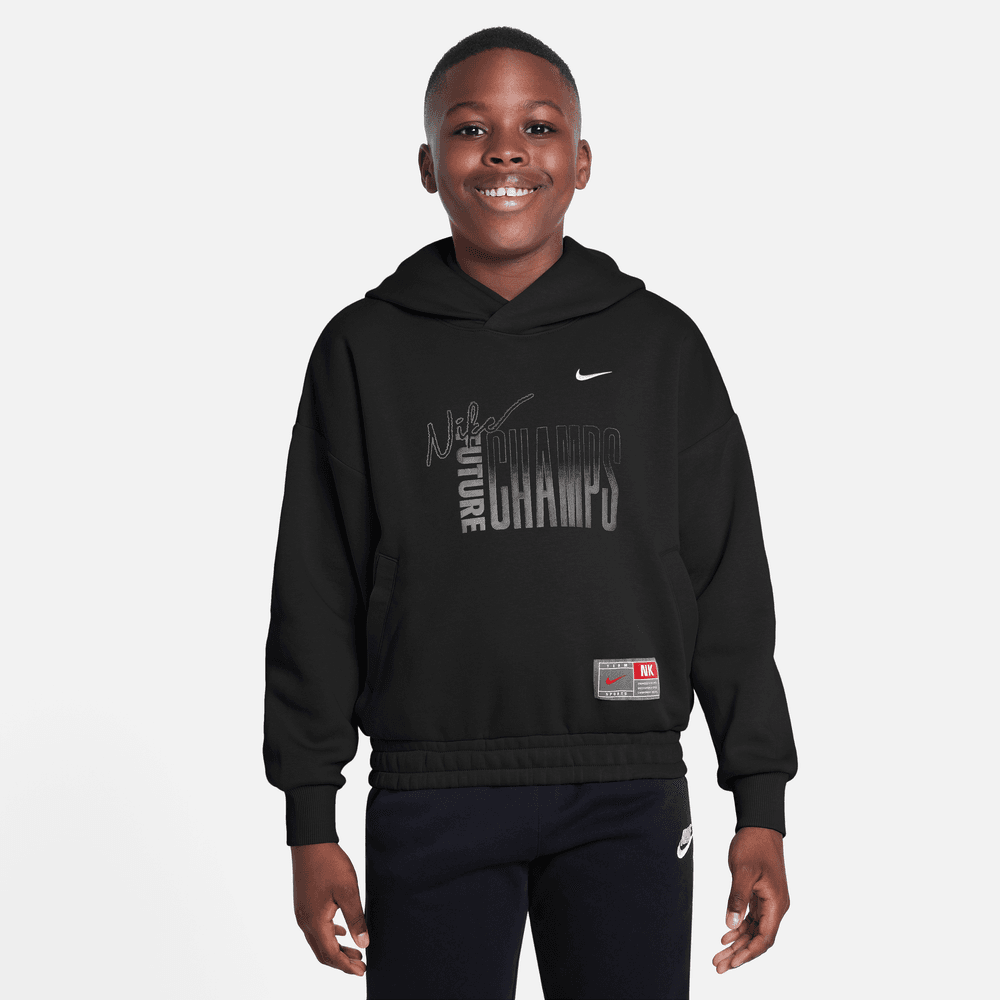 Nike Culture of Basketball Big Kids' Pullover Fleece Hoodie 'Black/White'