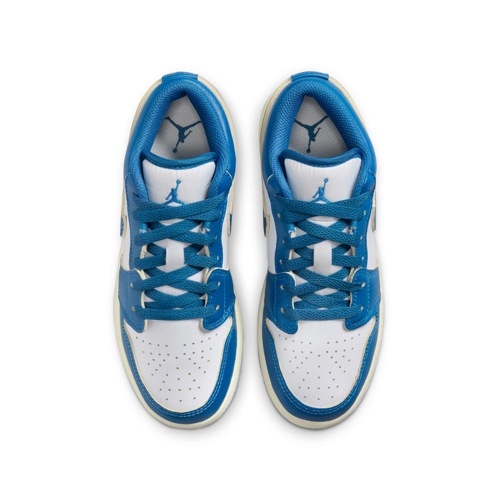 Air Jordan 1 Low SE Big Kids' Shoes (GS) 'White/Industrial Blue'
