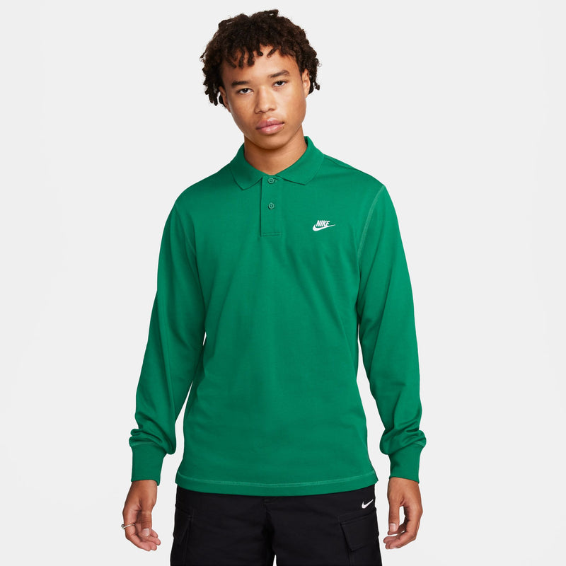 Nike Club Men's Long-Sleeve Knit Polo 'Malachite/White'