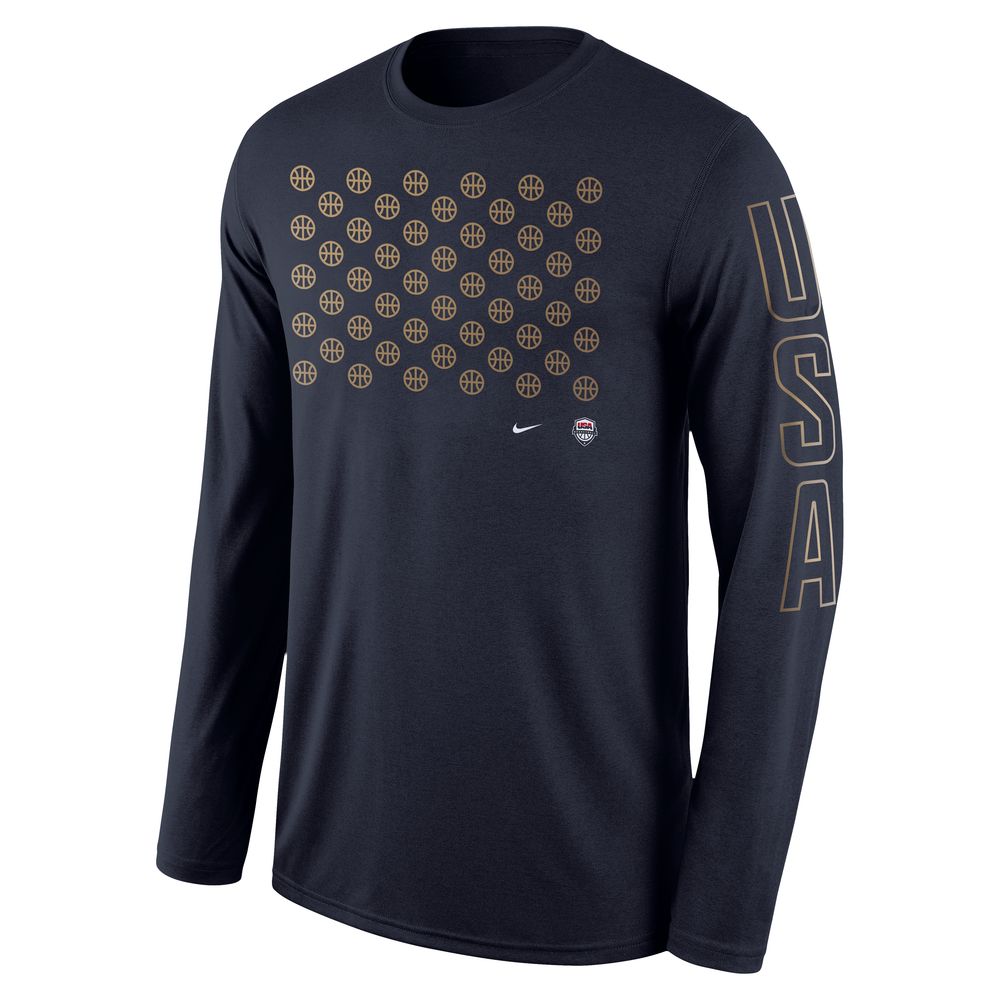 USAB Men's Nike Dri-FIT Basketball Long-Sleeve T-Shirt 'Obsidian/White'