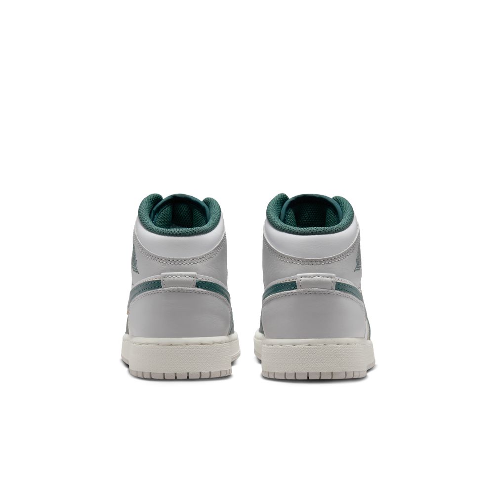 Air Jordan 1 Mid SE Big Kids' Shoes (GS) 'White/Green/Grey'