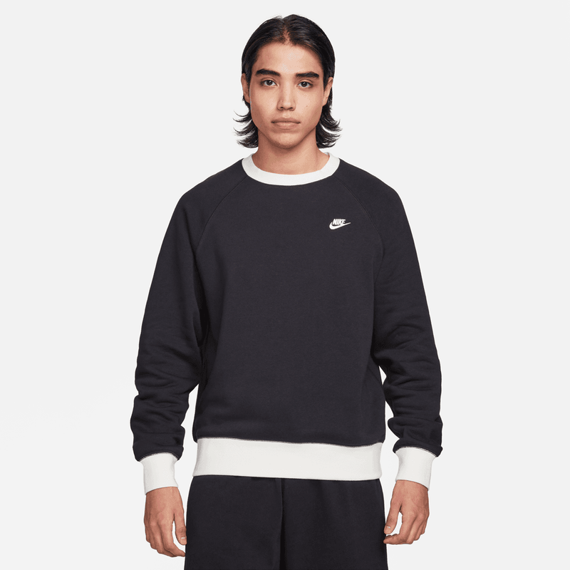 Nike Club Fleece Men's Long Sleeve Raglan Crew 'Black/White'