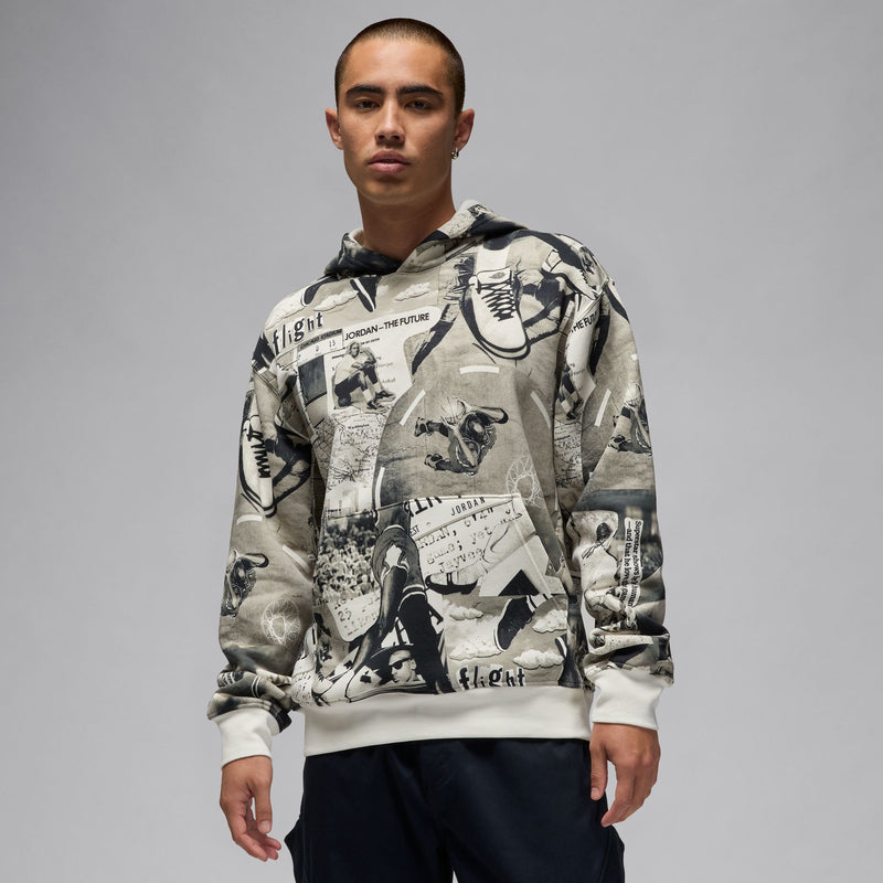 Jordan Brooklyn Fleece Men's Printed Pullover Hoodie 'Black/Sail'