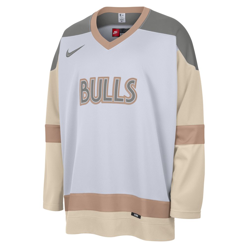 Chicago Bulls City Edition Men's Nike NBA Hockey Jersey 'White/Oatmeal'