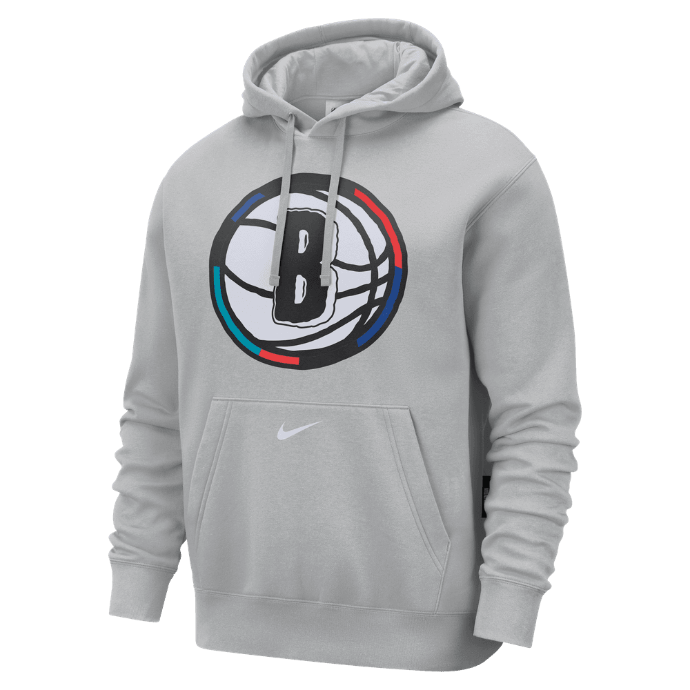 Brooklyn Nets Club City Edition Men's Nike NBA Fleece Pullover Hoodie 'Silver/White'