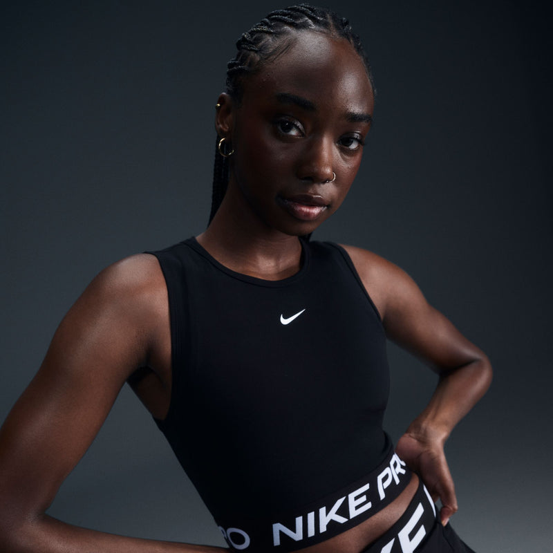 Nike Pro Women's Dri-FIT Cropped Tank Top 'Black/White'