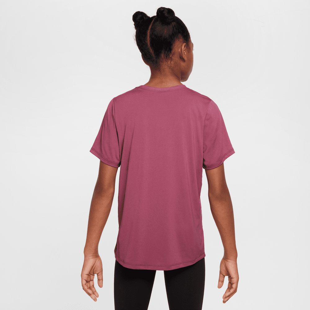Nike One Fitted Big Kids' (Girls') Dri-FIT Short-Sleeve Top 'Sweet Beet'