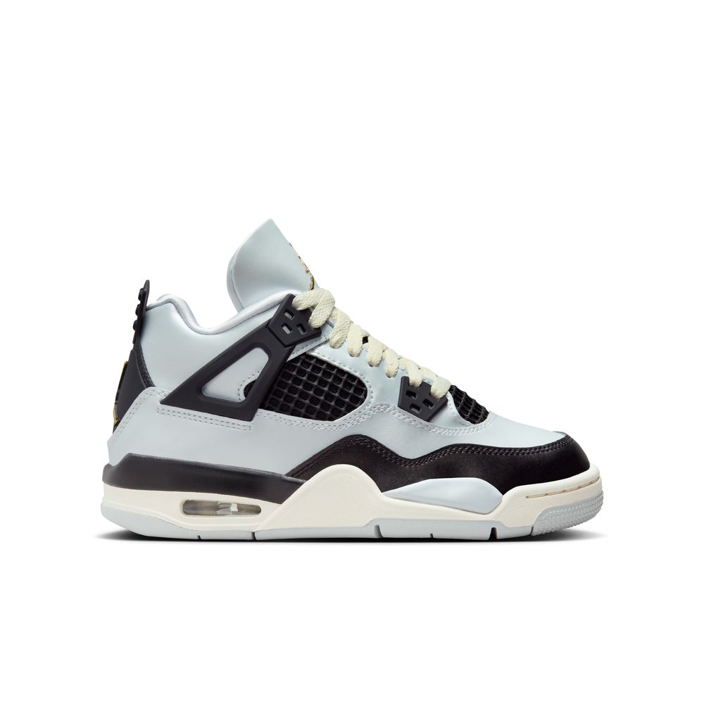 Air Jordan 4 Retro Big Kids' Shoes (GS) 'Pure Platinum/Gold/Black'