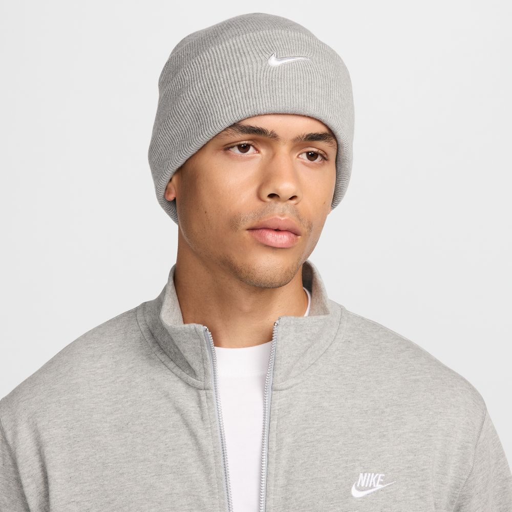 Nike Peak Swoosh Beanie 'Grey Heather/White'