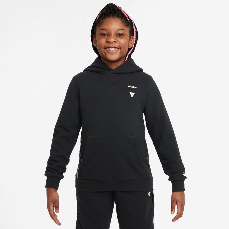 LeBron James LeBron Standard Issue Big Kids' Dri-FIT Basketball Hoodie 'Black/Ivory'