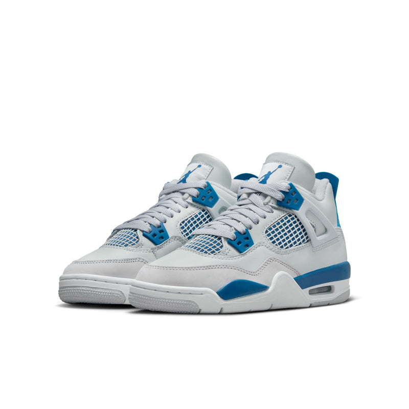 Air Jordan 4 Retro Big Kids' Shoes (GS) 'White/Blue/Grey'