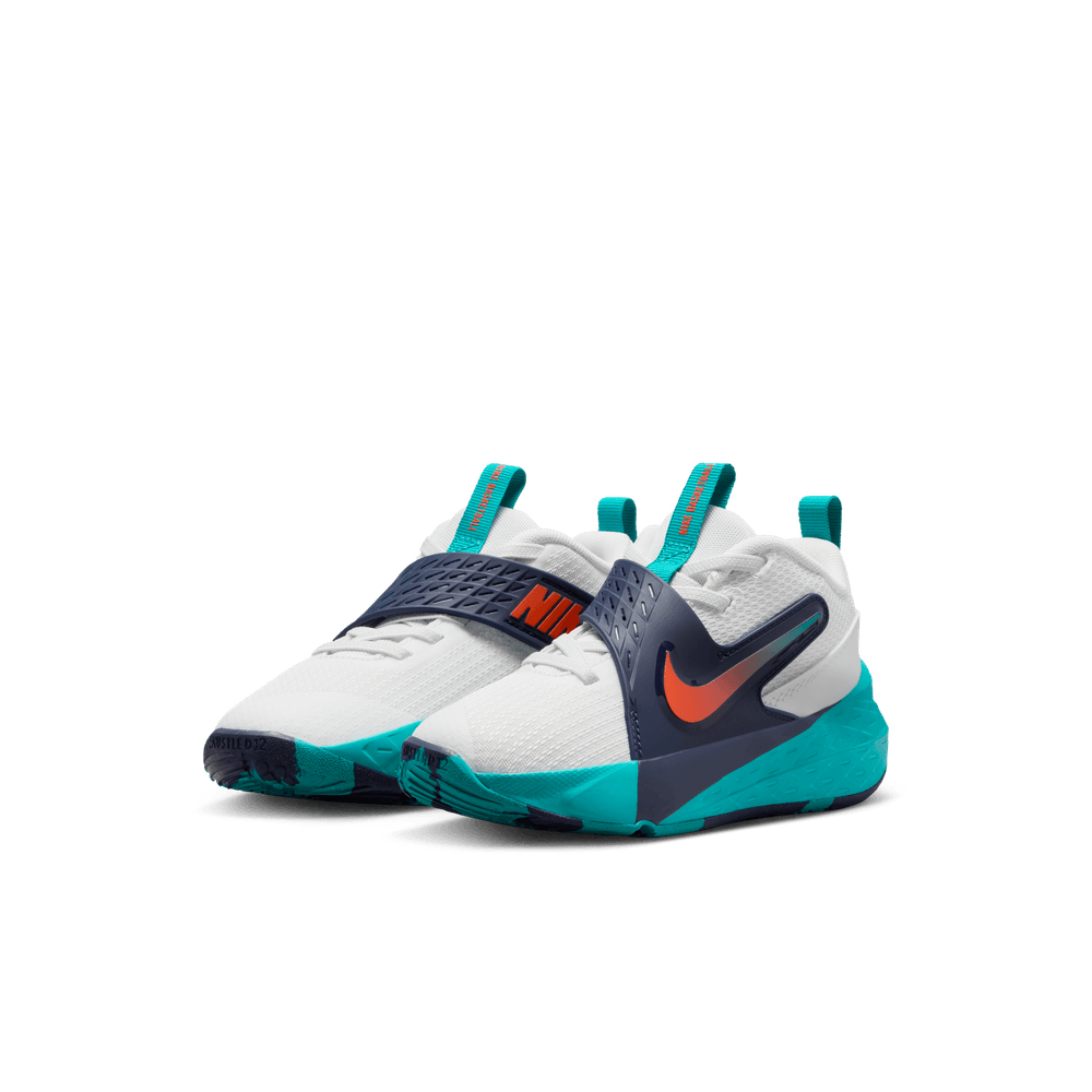 Nike Team Hustle D 12 Little Kids' Shoes 'White/Orange/Turquoise'