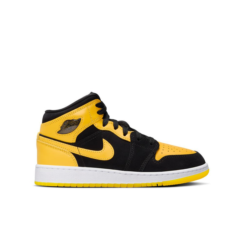 Air Jordan 1 Mid SE Big Kids' Shoes (GS) 'Black/Maize/White'