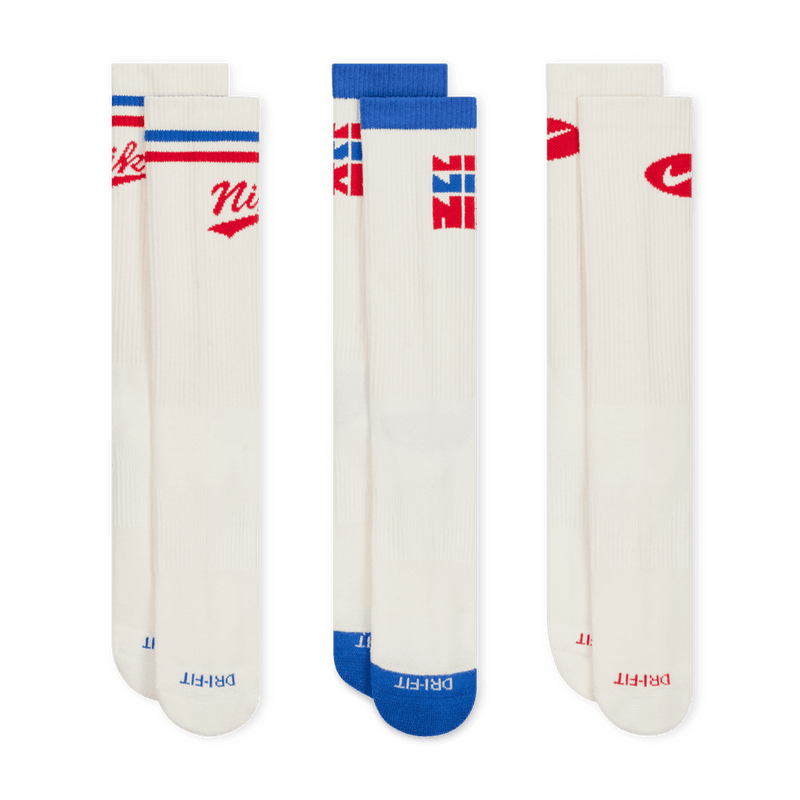 Nike Everyday Plus Crew Socks (3 Pair) 'Sail/red/Blue'