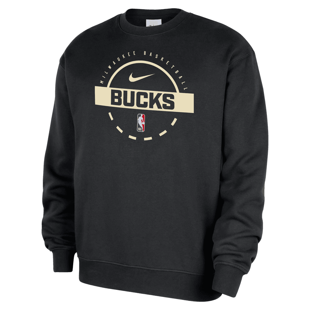Milwaukee Bucks Club Men's Nike Basketball Practice Fleece Crew 'Black'