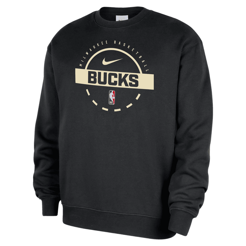 Milwaukee Bucks Club Men's Nike Basketball Practice Fleece Crew 'Black'