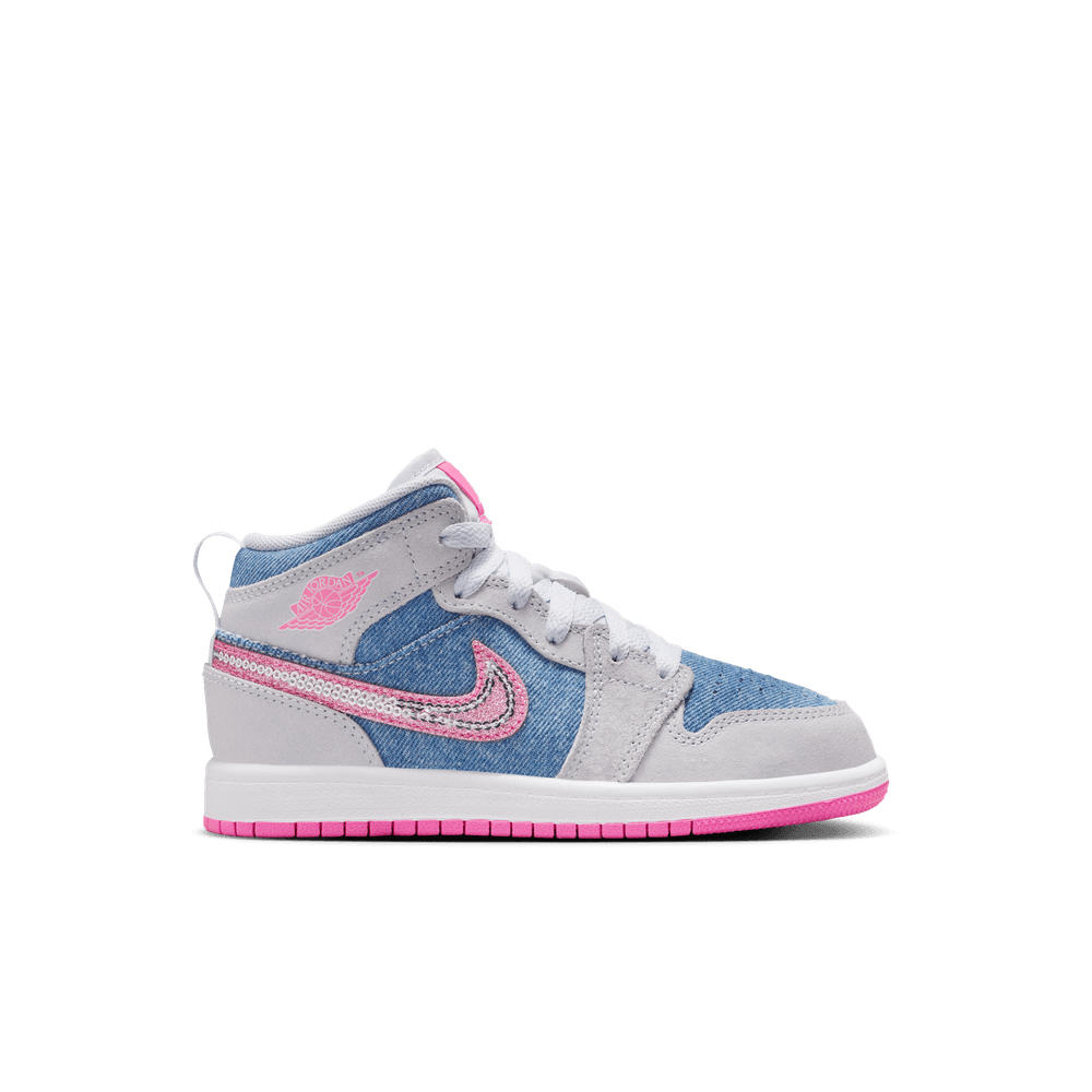 Jordan 1 Mid SE Little Kids' Shoes (PS) 'Cobalt Bliss/Pink/White'