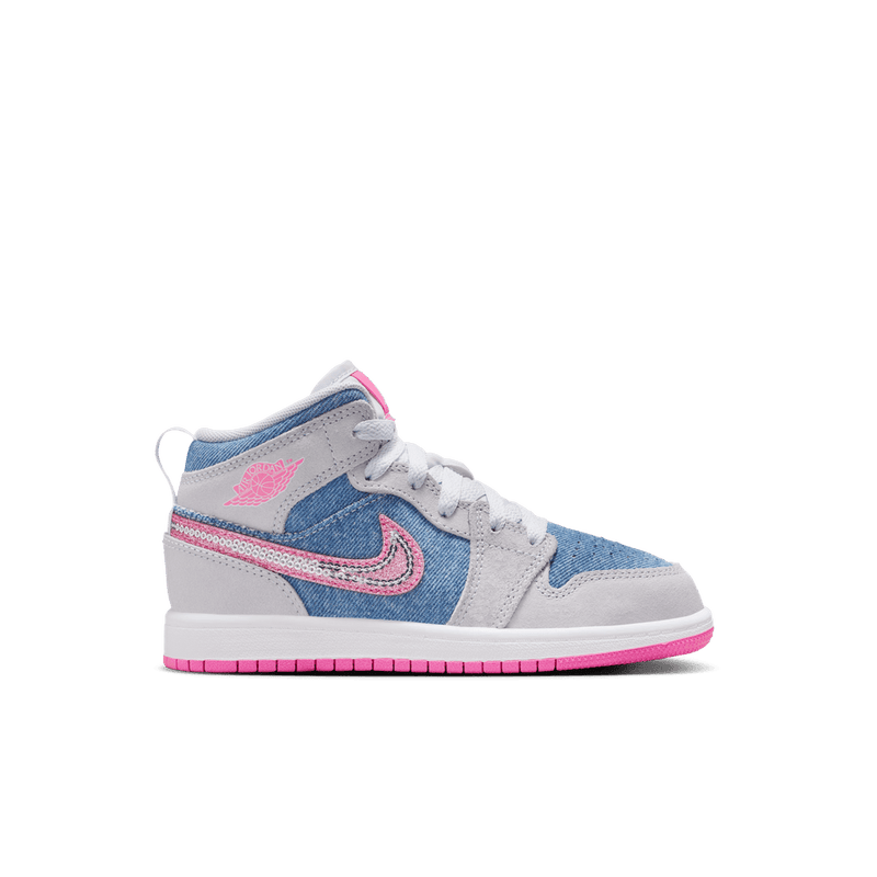 Jordan 1 Mid SE Little Kids' Shoes (PS) 'Cobalt Bliss/Pink/White'