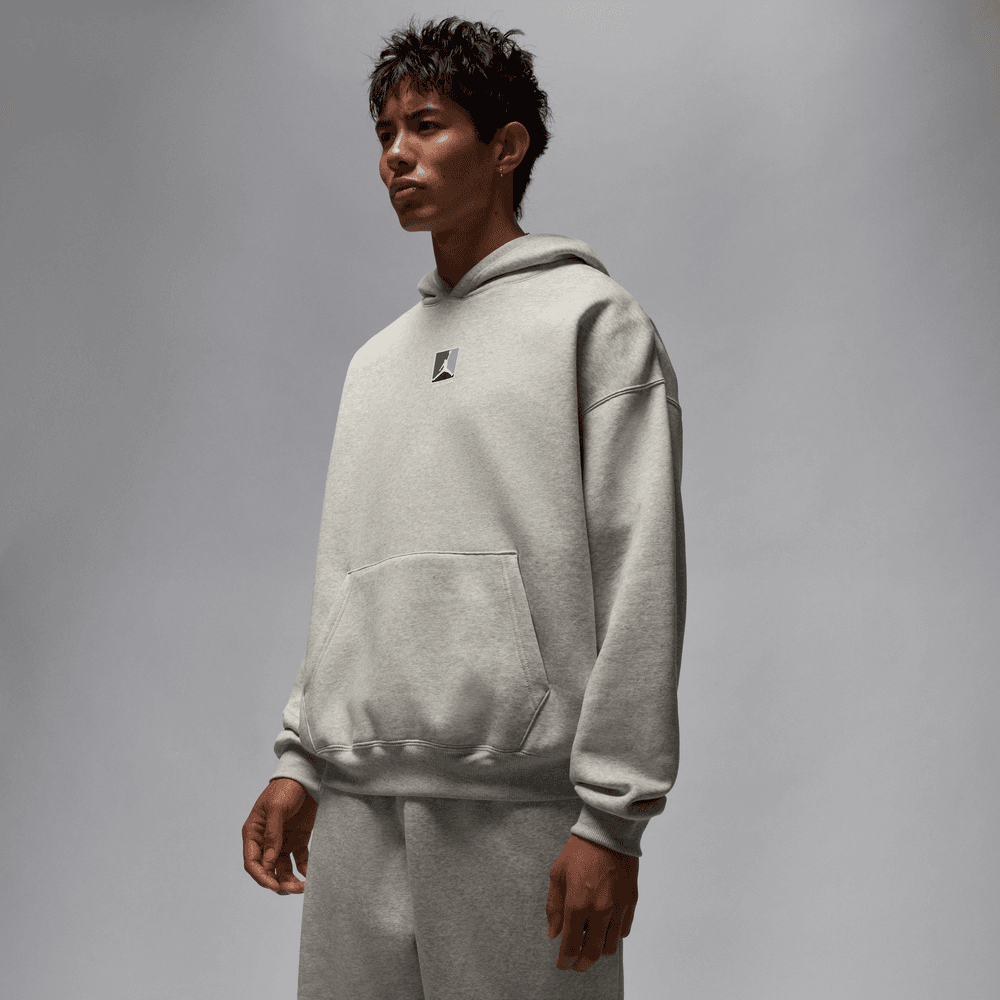Jordan Brooklyn Fleece Men's Graphic Pullover Hoodie 'Grey Heather/White'