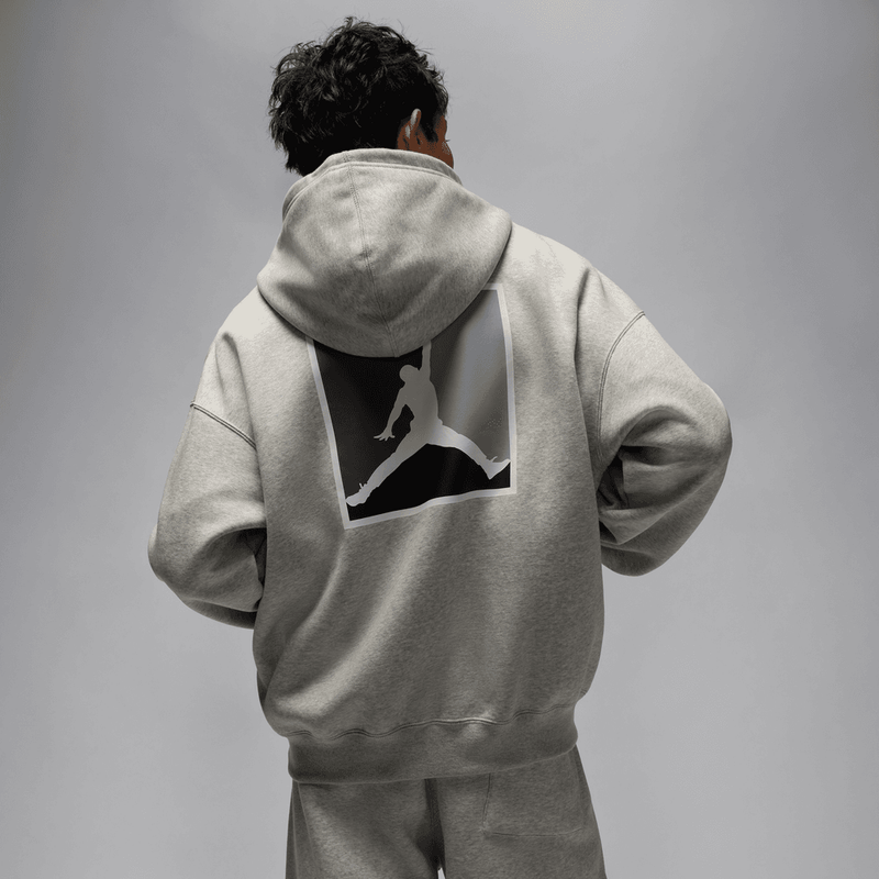 Jordan Brooklyn Fleece Men's Graphic Pullover Hoodie 'Grey Heather/White'