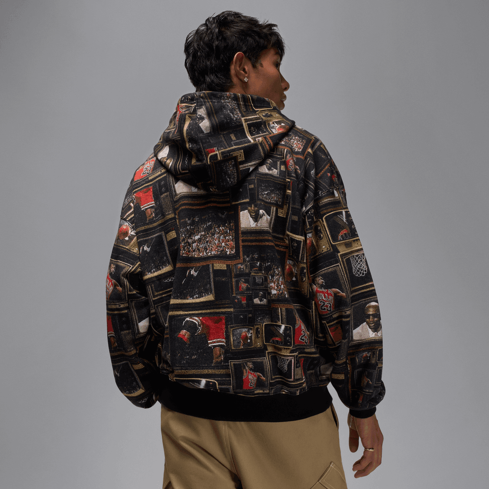 Jordan Brooklyn Fleece Men's Printed Pullover Hoodie 'Black'