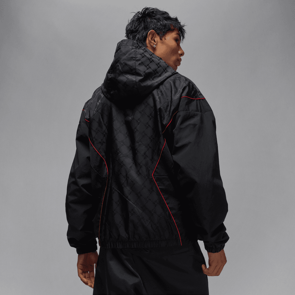 Jordan Brooklyn Men's Hooded Draft Jacket 'Black/Red'