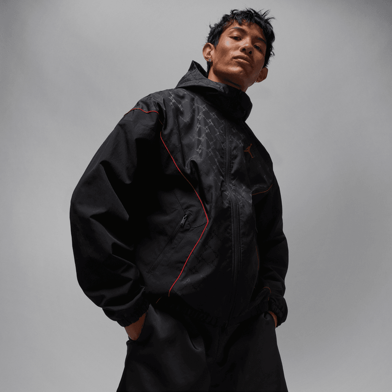 Jordan Brooklyn Men's Hooded Draft Jacket 'Black/Red'