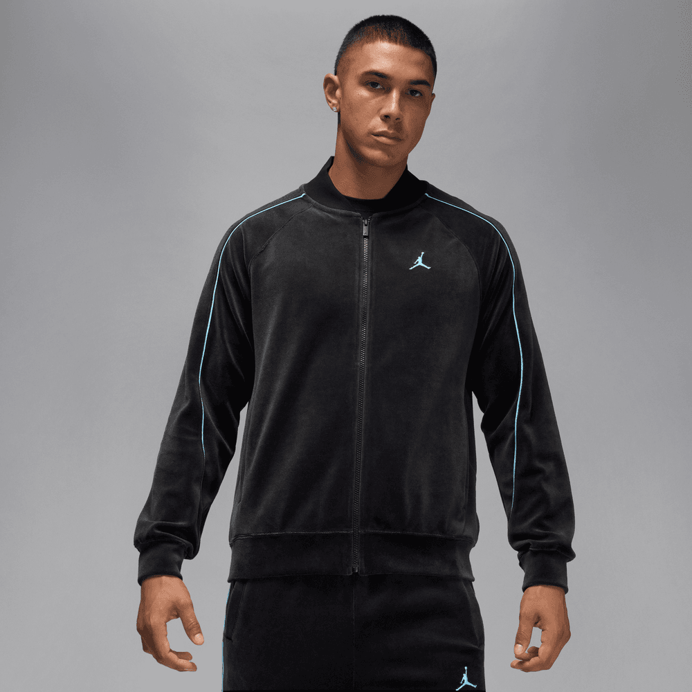 Jordan Brooklyn Men's Velour Track Jacket 'Black/Blue'