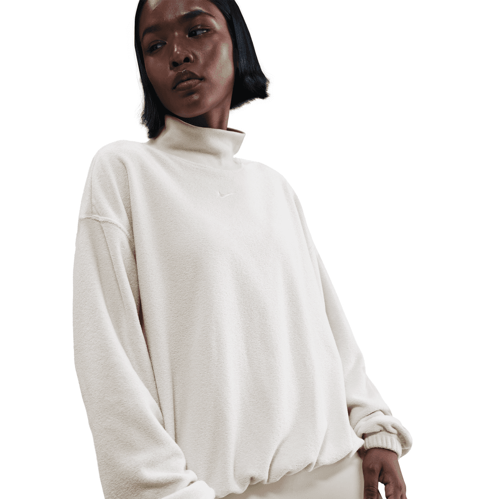 Nike Sportswear Phoenix Plush Women's Cozy Fleece Oversized Mock-Neck Top 'Light Bone'