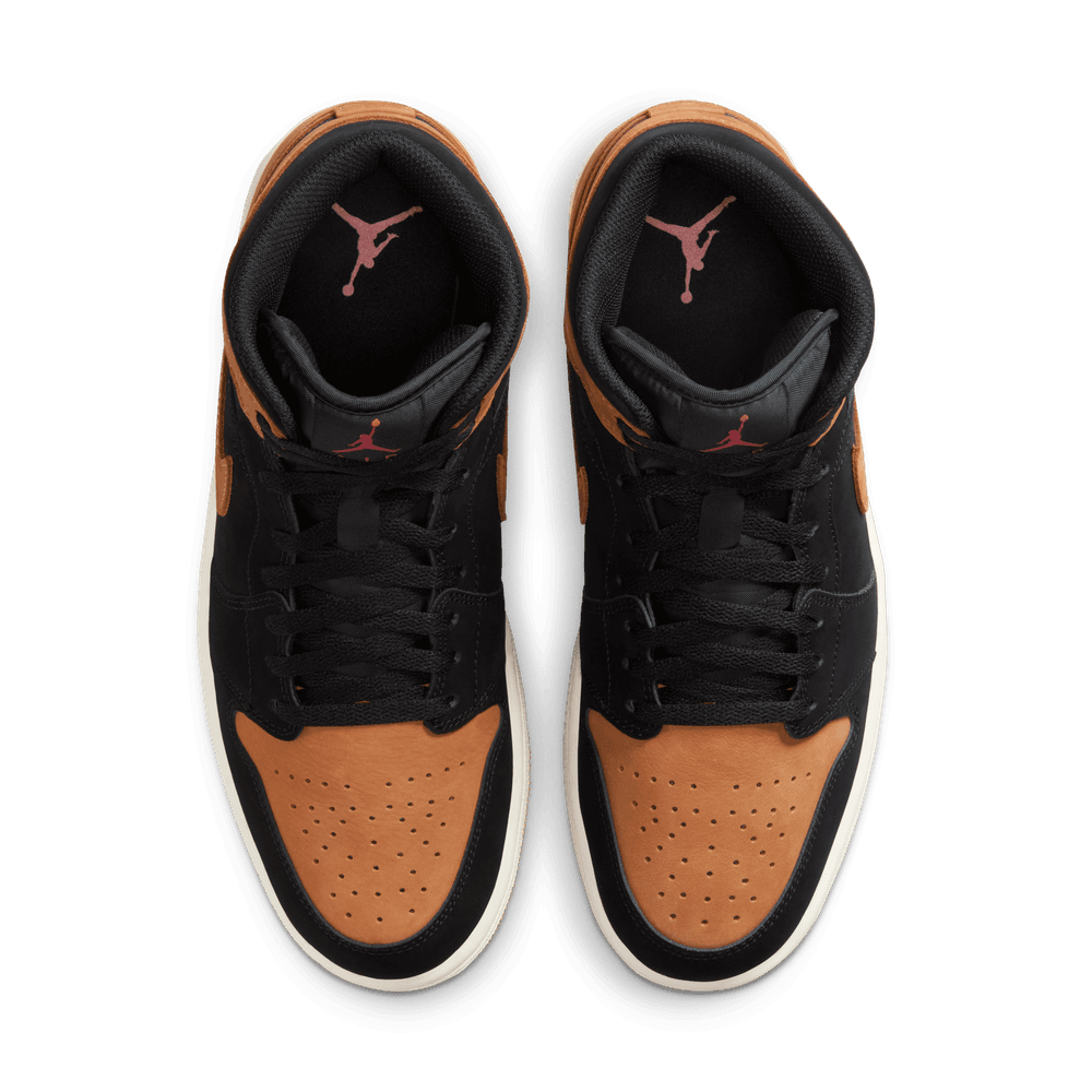 Air Jordan 1 Mid SE Men's Shoes 'Black/Flax/Red'