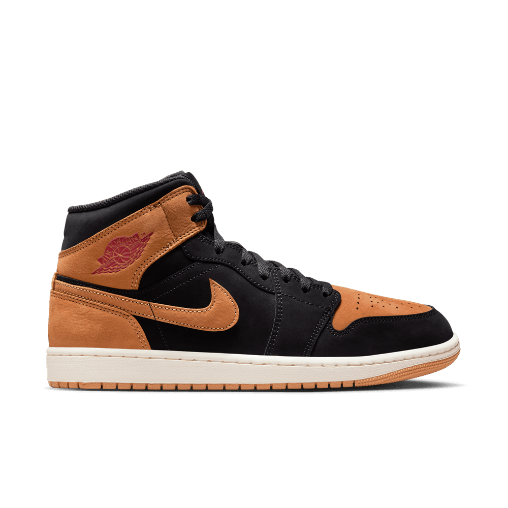 Air Jordan 1 Mid SE Men's Shoes 'Black/Flax/Red'