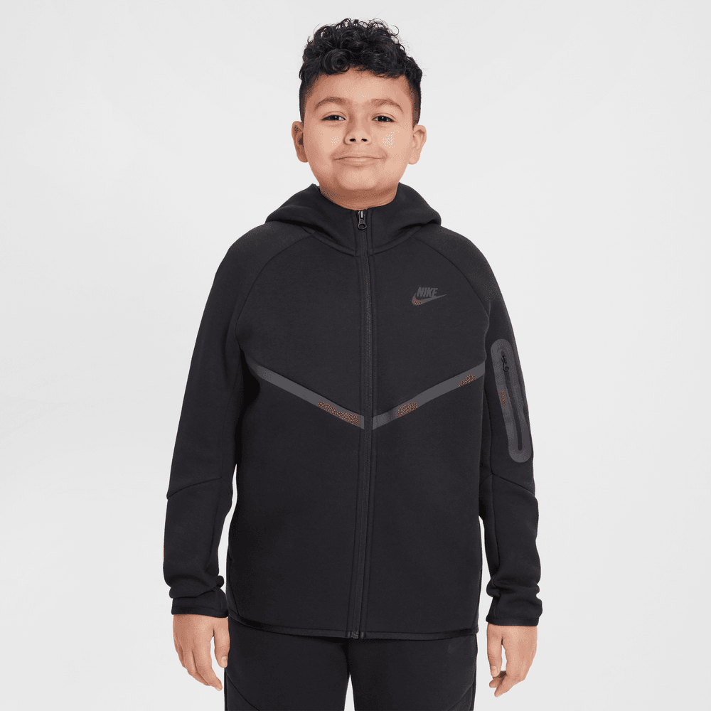 Nike Sportswear Tech Fleece Big Kids' Full-Zip Hoodie (Extended Size) 'Black'