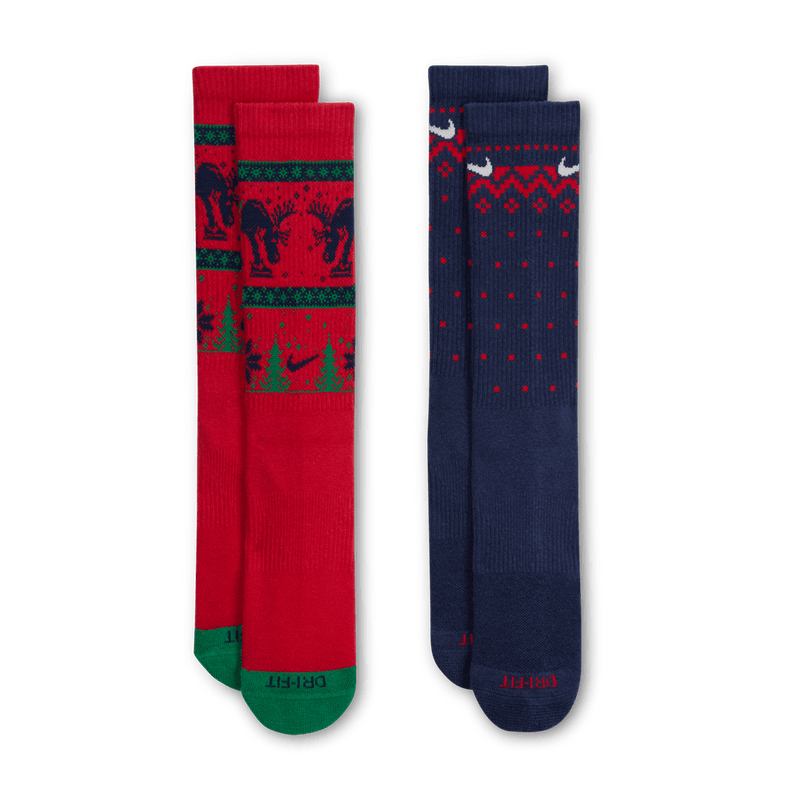 Nike Everyday Plus Cushioned Winter Wonderland Crew Socks (2 Pairs) 'Red/Navy'