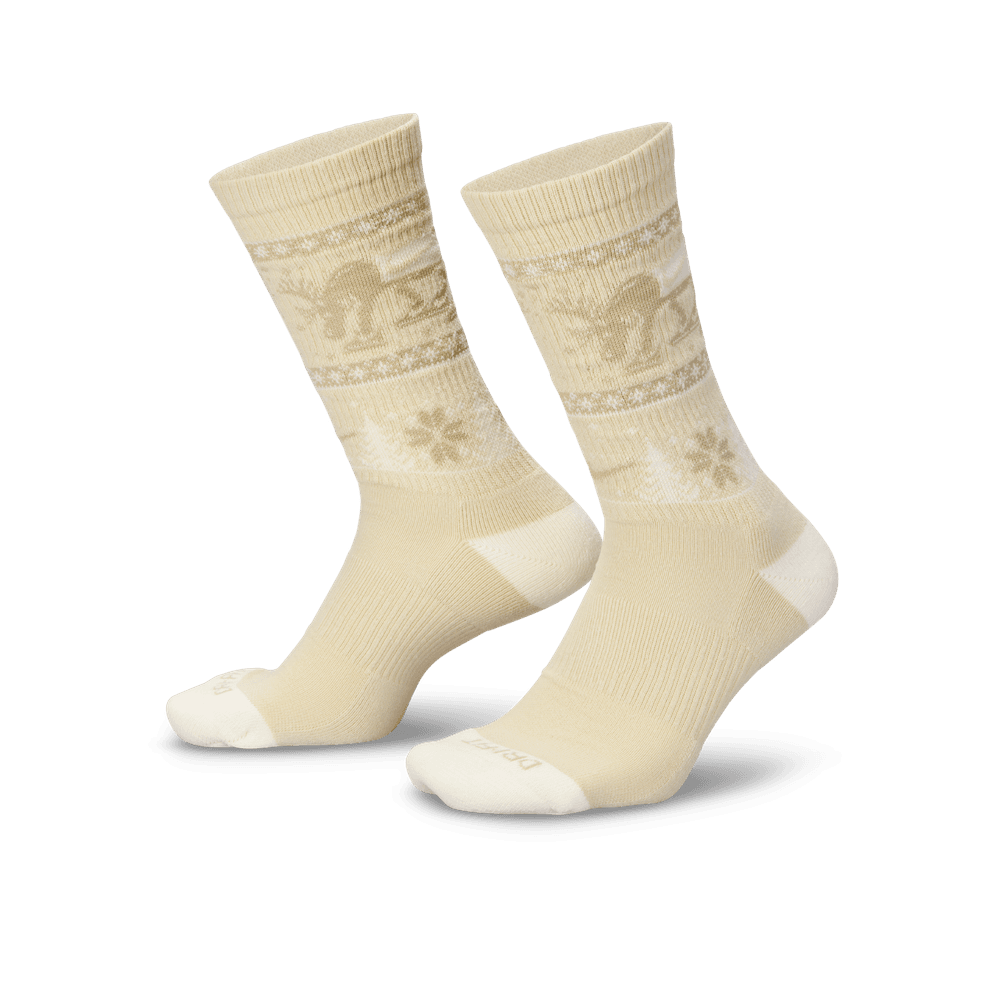 Nike Everyday Plus Cushioned Winter Wonderland Crew Socks (2 Pairs) 'Khaki/Sail'