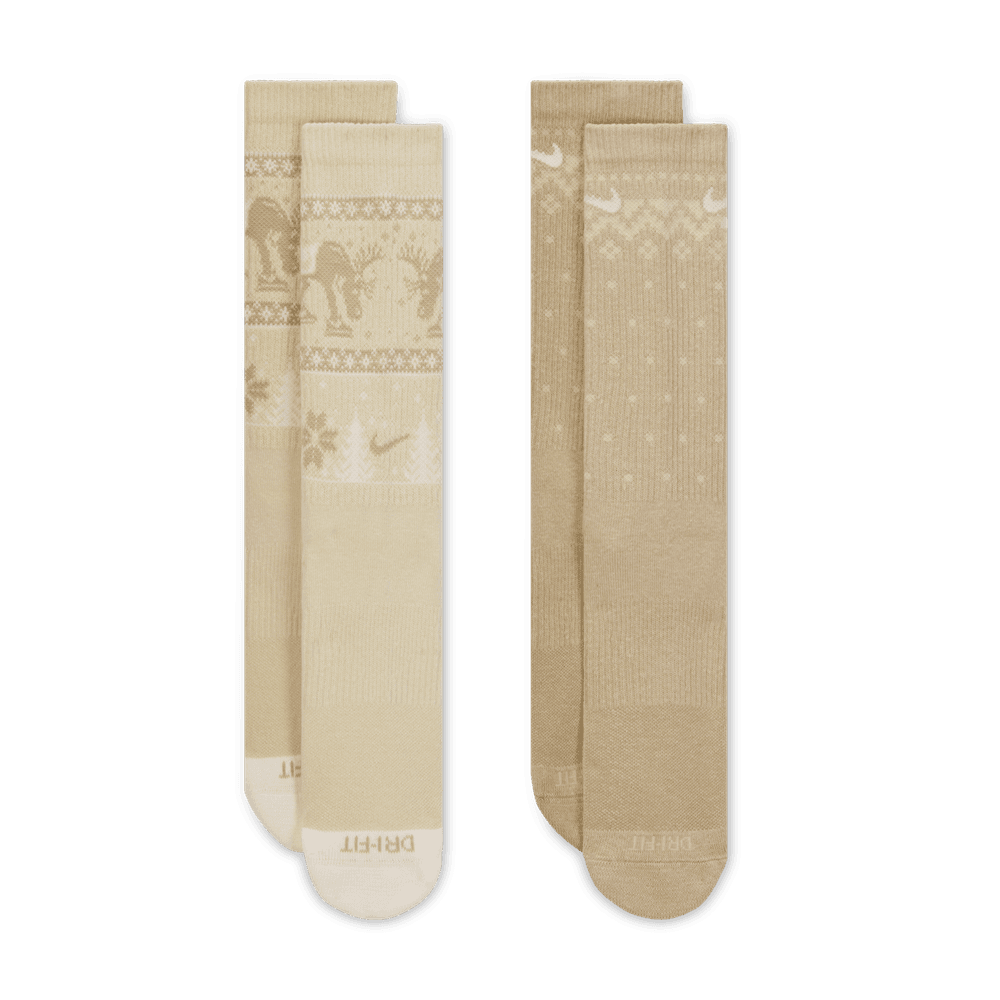 Nike Everyday Plus Cushioned Winter Wonderland Crew Socks (2 Pairs) 'Khaki/Sail'