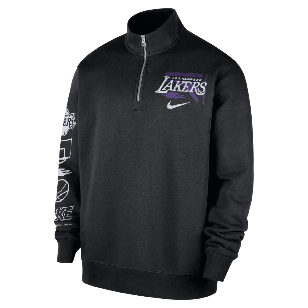 Los Angeles Lakers Courtside Men's Nike NBA Club 1/2-Zip Top 'Black'